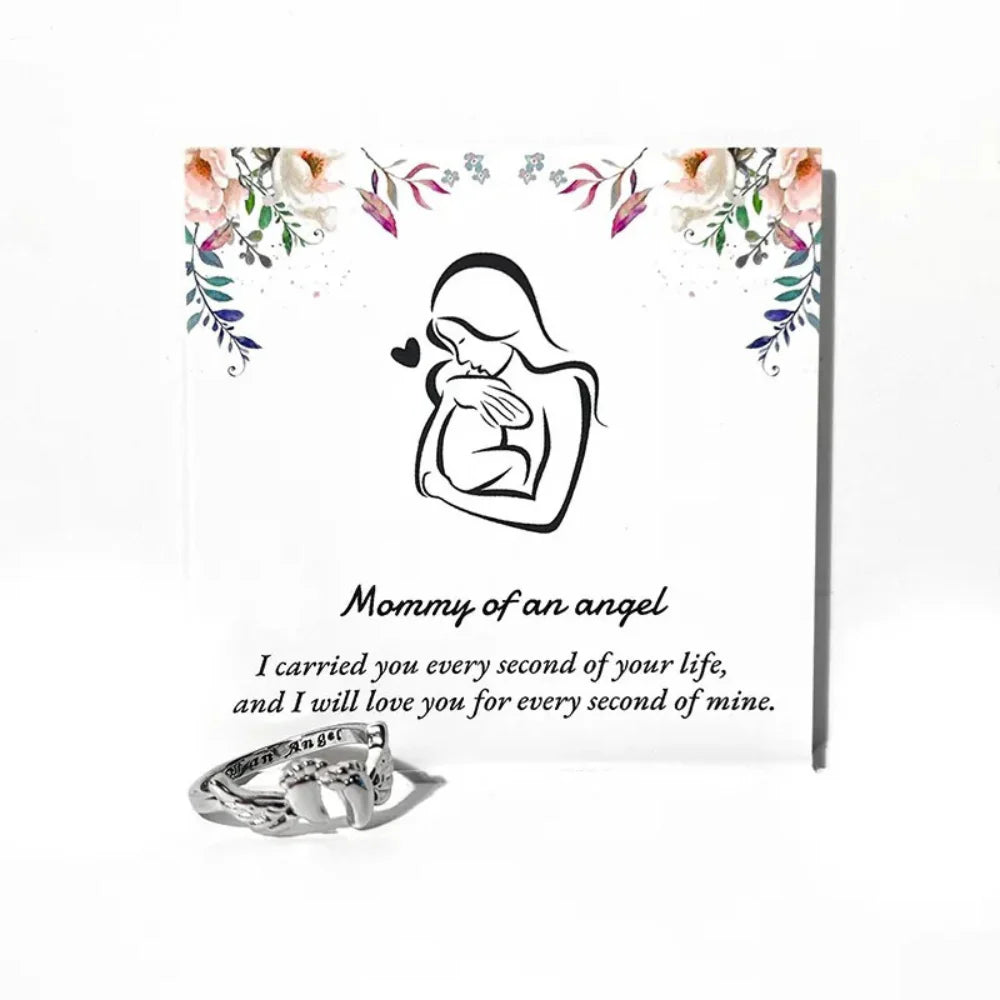 Mommy of an Angel — angel wing remembrance ring and bracelet keepsake