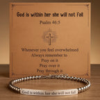 God Is Within Her Bracelet — engraved bracelet carrying Psalm 46:5, God is within her she will not fall